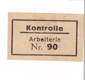 937384 -  - Kontrolle Arbeiterin Nr. 90 , Kontrollmarke