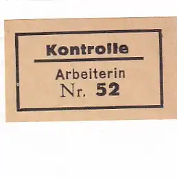 937386 -  - Kontrolle Arbeiterin Nr. 52 , Kontrollmarke