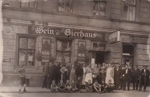 937408 - Aufnahme - Wein u. Bierhaus , vermutlich Wien , Liesinger Bier , Kameradschafts Verein , Widmung Heinrich Mayer -  1932