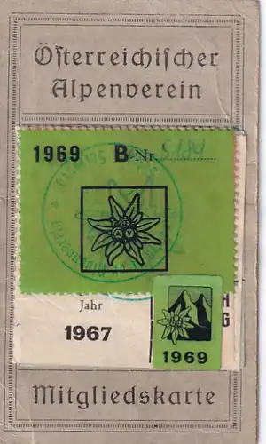 937411 -  - Mitgliedskarte Österreichischer Alpenverein  , Sektion Salzburg -  1967
