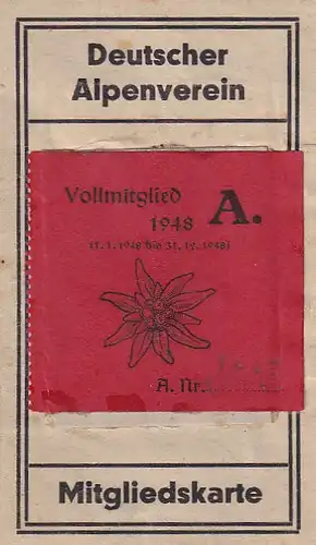 937412 -  - Mitgliedskarte Deutscher Alpenverein -  1948