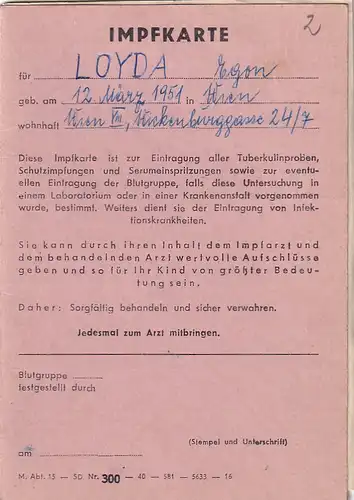 37452 -  - Impfkarte , Impfzeugnis