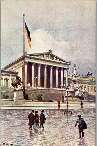 37488 - Künstlerkarte - Wien Parlament , signiert - nicht gelaufen
