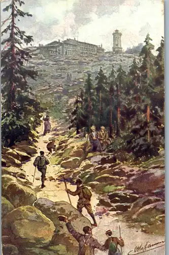 37507 - Künstlerkarte - Brocken Hotel , signiert - gelaufen 1926