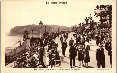 37550 - Monaco - Monte Carlo , Les terrasses du Casino , Cote D'Azur - gelaufen 1934