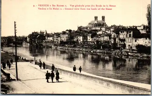 37564 - Frankreich - Verdun , Ses Ruines , Vue generale prise des Bords de la Meuse - nicht gelaufen