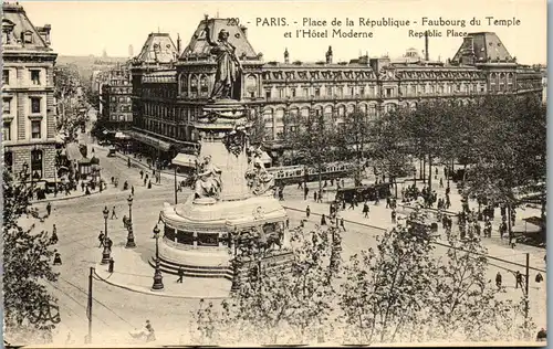 37603 - Frankreich - Paris , Place de la Republique , Faubourg du Temple et l'Hotel Moderne - nicht gelaufen