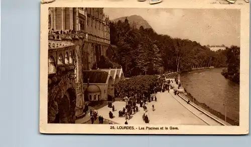 37614 - Frankreich - Lourdes , Les Piscines et le Gave - gelaufen 1931