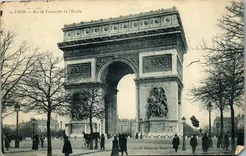 37633 - Frankreich - Paris , Arc de Triomphe de l'Etoile - gelaufen 1907