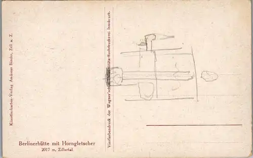 37659 - Künstlerkarte - Tirol , Mayrhofen , Berlinerhütte , Berliner Hütte mit Horngletscher - nicht gelaufen