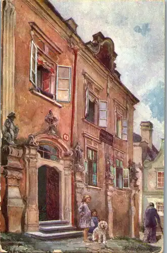37666 - Künstlerkarte - Krems , Haus Zu den 4 Jahreszeiten , signiert Hofecker - gelaufen 1913