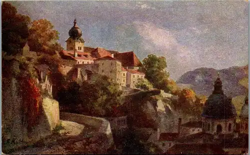 37671 - Künstlerkarte - Salzburg , Kloster Nonnberg , signiert F. Kulstrunk - nicht gelaufen