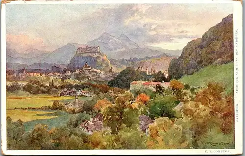 37689 - Künstlerkarte - Salzburg , Ausblick vom Fuss des Gaisberg , signiert E. T. Compton - nicht gelaufen