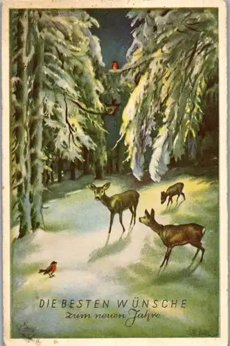 37717 - Neujahr - Die besten Wünsche zum neuen Jahr , Tiere - gelaufen