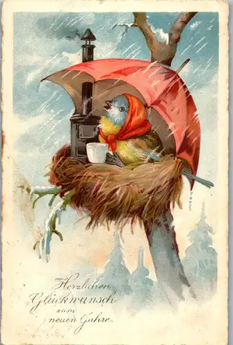 37719 - Neujahr - Herzlichen Glückwunsch zum neuen Jahre , Vogel , Meise - gelaufen 1929