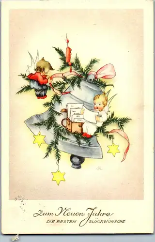 37724 - Neujahr - Zum neuen Jahre Herzliche die besten Glückwünsche , Notopfer Steuermarke - gelaufen