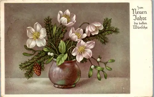 37730 - Neujahr - Motiv Blumen , Notopfer Steuermarke - gelaufen 1951