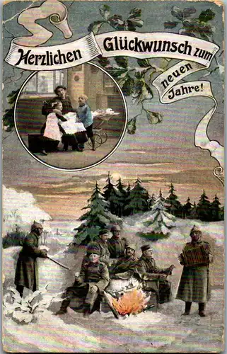 37739 - Militaria - Neujahr , Feldpost - gelaufen 1915