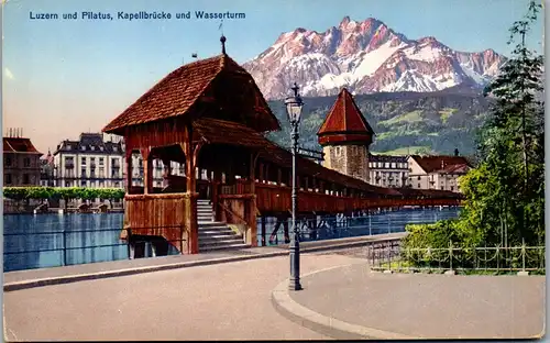 37759 - Schweiz - Luzern und Pilatus , Kapellbrücke und Wasserturm - nicht gelaufen