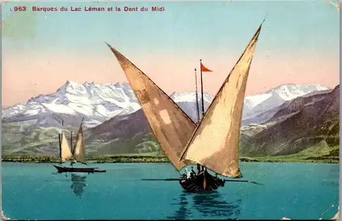 37773 - Schweiz - Barques du Lac Leman et la Dent du Midi - gelaufen