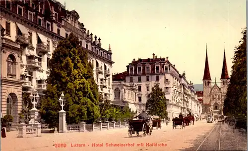 37784 - Schweiz - Luzern , Hotel Schweizerhof mit Hofkirche - nicht gelaufen