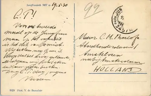 37789 - Schweiz - Jungfraujoch - gelaufen 1930