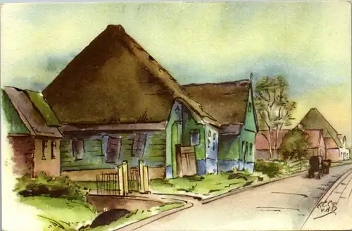 37802 - Künstlerkarte - Oude boerderij in De Streek , Variatie op de N.-Holl Stelpbouw , signiert - nicht gelaufen