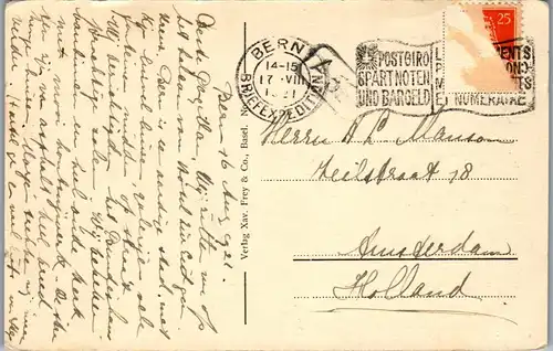 37826 - Schweiz - Bern , Marktgasse mit Zähringerbrunnen und Zeitglockenturm - gelaufen 1921