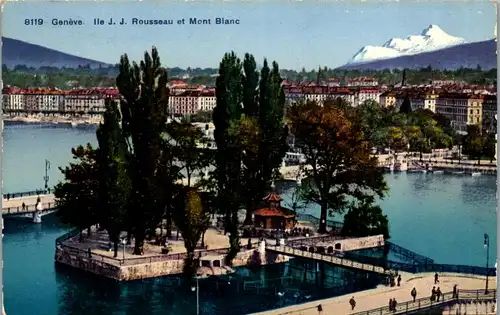 37828 - Schweiz - Genf , Ile J. J. Rosseau et Mont Blanc - nicht gelaufen