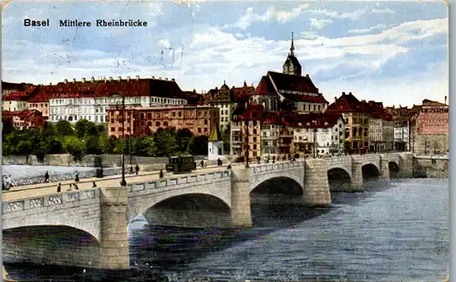 37901 - Schweiz - Basel , Mittlere Rheinbrücke - nicht gelaufen