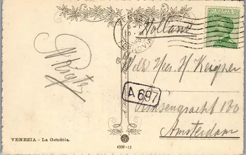 37913 - Künstlerkarte - Italien , Venezia , La Gondola , signiert - gelaufen