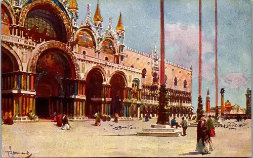 37920 - Künstlerkarte - Venezia , Piazza S. Marco , signiert - nicht gelaufen