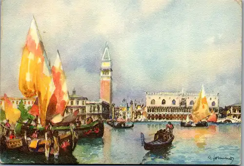 37926 - Künstlerkarte - Venezia , Panorama , signiert - nicht gelaufen