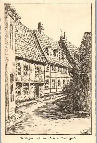 37931 - Künstlerkarte - Dänemark , Helsingor , Gamle Huse i Strandgade - nicht gelaufen