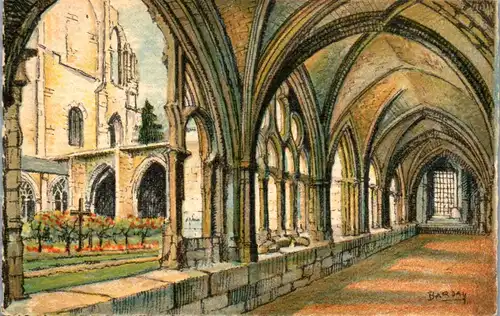 37938 - Künstlerkarte - Abbaye de Saint Wandrille , Le Cloitre , signiert Barday - nicht gelaufen