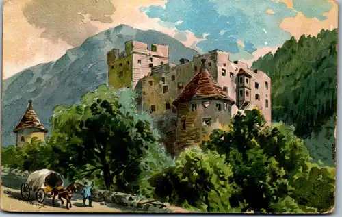 37959 - Künstlerkarte - Burg , Schloss , signiert - gelaufen 1904