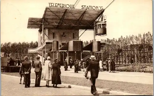 37975 - Belgien - Lüttich , Teleferique Statie , Carte officielle de l'Exposition Internationale de Liege 1939 - gelaufen