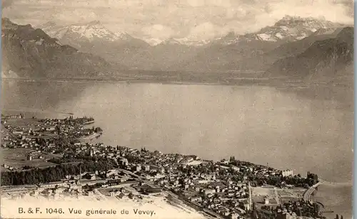 38003 - Schweiz - Vevey , Vue generale , Genfer See - gelaufen 1912