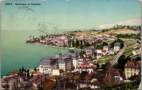 38015 - Schweiz - Montreux et Clarens , Panorama - gelaufen 1910