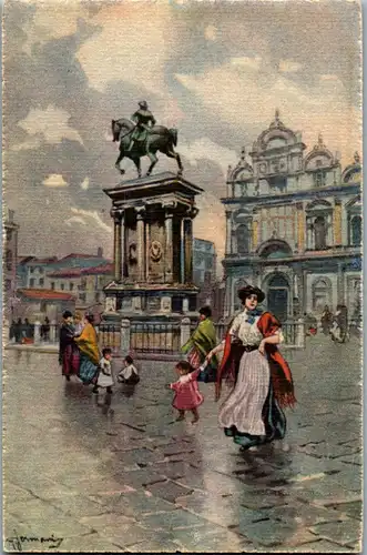 38025 - Künstlerkarte - Venezia , Monumento a Colleoni , signiert - nicht gelaufen