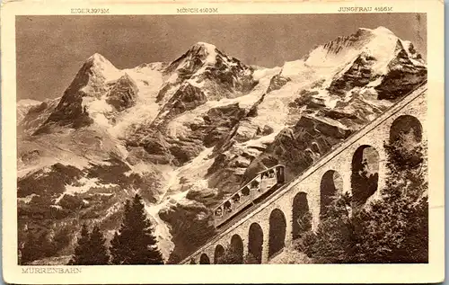 38061 - Schweiz - Mürrenbahn , Eiger , Mönch , Jungfrau - nicht gelaufen