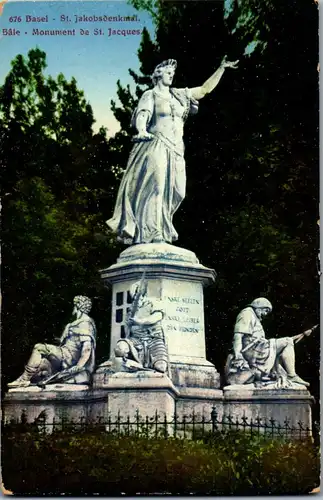 38082 - Schweiz - Basel , St. Jakobsdenkmal - nicht gelaufen