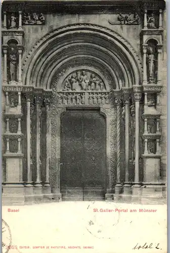 38087 - Schweiz - Basel , St. Galler Portal am Münster - gelaufen 1901