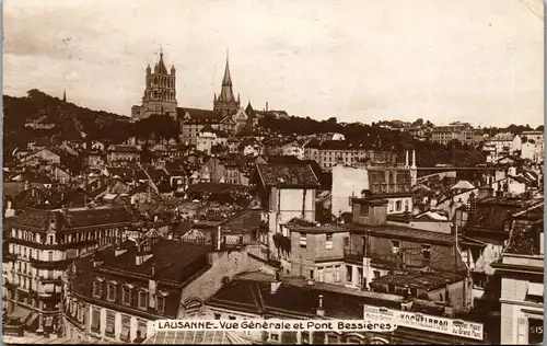 38089 - Schweiz - Lausanne , Vue generale et Pont Bessieres - gelaufen 1913