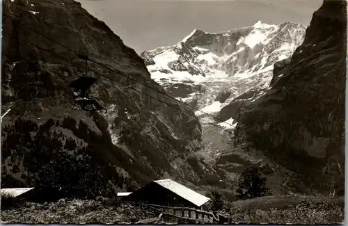 38117 - Schweiz - Grindelwald , Firstbahn mit Fiescherwand , Unterer Grindelwaldgletscher - gelaufen 1954