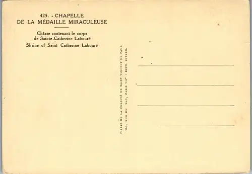 38142 - Frankreich - Sainte Catherine Laboure , Messagere de la Medaille Miraculeuse , Chapelle - nicht gelaufen