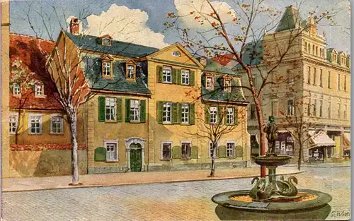 38227 - Künstlerkarte - Weimar , Schillerhaus , signiert - nicht gelaufen