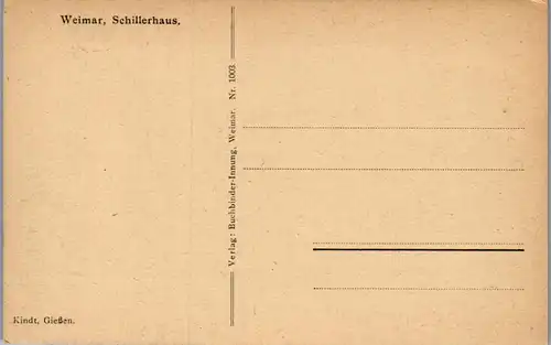 38227 - Künstlerkarte - Weimar , Schillerhaus , signiert - nicht gelaufen