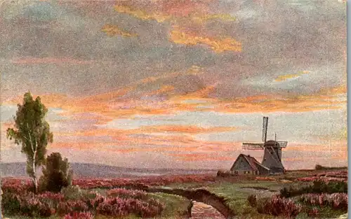 38228 - Künstlerkarte - Windmühle , Landschaft - nicht gelaufen