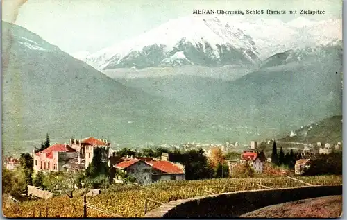 38235 - Italien - Meran , Obermais , Schloß Rametz mit Zielspitze - nicht gelaufen